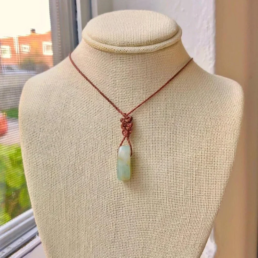 Amazonite Stick Boho Macrame (Brown) Necklace/Choker
